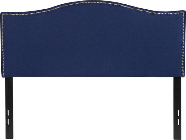Flash Furniture Lexington Upholstered Full Size Headboard with Accent Nail Trim in Navy Fabric - HG-HB1707-F-N-GG