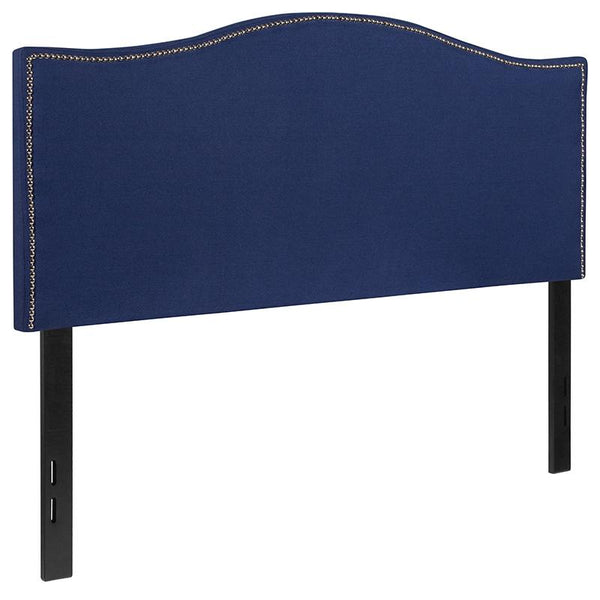 Flash Furniture Lexington Upholstered Full Size Headboard with Accent Nail Trim in Navy Fabric - HG-HB1707-F-N-GG