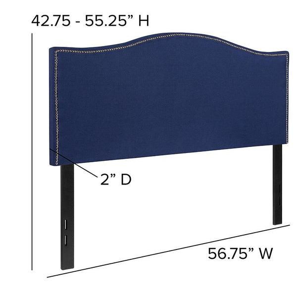 Flash Furniture Lexington Upholstered Full Size Headboard with Accent Nail Trim in Navy Fabric - HG-HB1707-F-N-GG