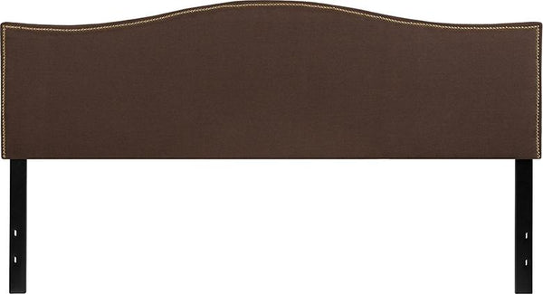 Flash Furniture Lexington Upholstered King Size Headboard with Accent Nail Trim in Dark Brown Fabric - HG-HB1707-K-DBR-GG