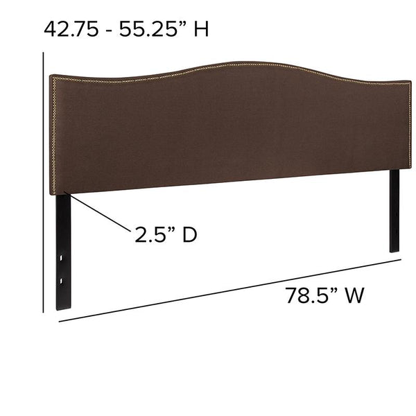 Flash Furniture Lexington Upholstered King Size Headboard with Accent Nail Trim in Dark Brown Fabric - HG-HB1707-K-DBR-GG