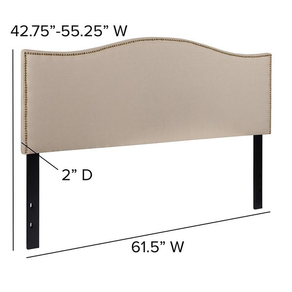 Flash Furniture Lexington Upholstered Queen Size Headboard with Accent Nail Trim in Beige Fabric - HG-HB1707-Q-B-GG