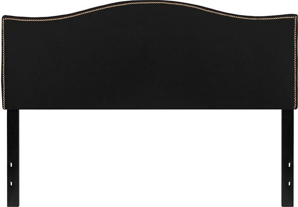 Flash Furniture Lexington Upholstered Queen Size Headboard with Accent Nail Trim in Black Fabric - HG-HB1707-Q-BK-GG