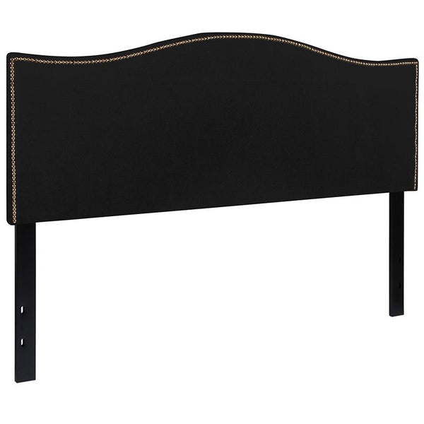 Flash Furniture Lexington Upholstered Queen Size Headboard with Accent Nail Trim in Black Fabric - HG-HB1707-Q-BK-GG