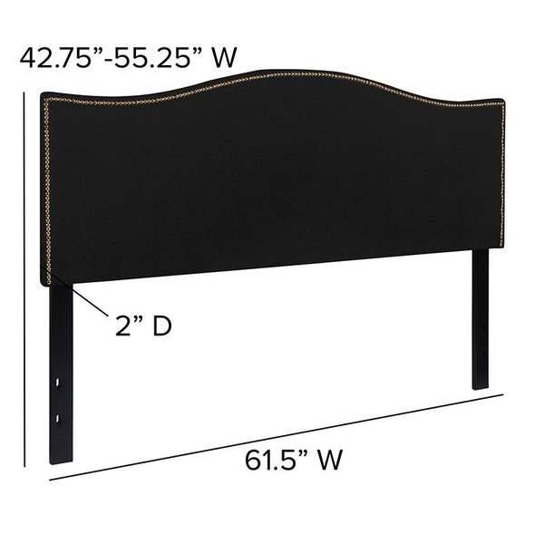 Flash Furniture Lexington Upholstered Queen Size Headboard with Accent Nail Trim in Black Fabric - HG-HB1707-Q-BK-GG