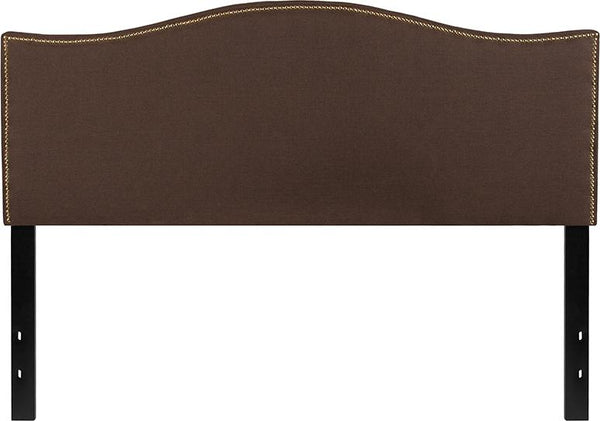 Flash Furniture Lexington Upholstered Queen Size Headboard with Accent Nail Trim in Dark Brown Fabric - HG-HB1707-Q-DBR-GG