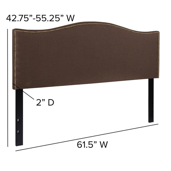 Flash Furniture Lexington Upholstered Queen Size Headboard with Accent Nail Trim in Dark Brown Fabric - HG-HB1707-Q-DBR-GG