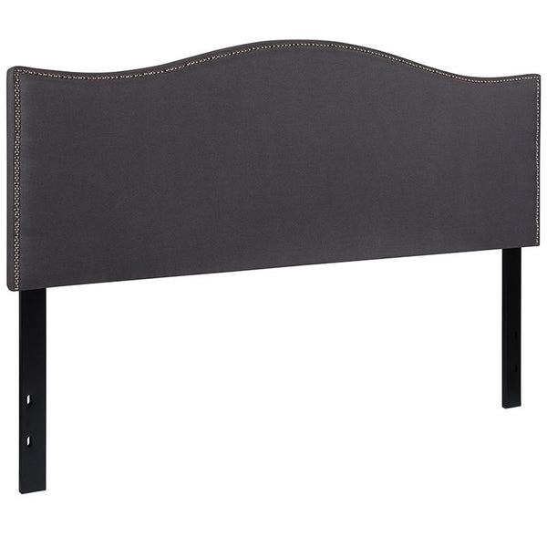 Flash Furniture Lexington Upholstered Queen Size Headboard with Accent Nail Trim in Dark Gray Fabric - HG-HB1707-Q-DG-GG