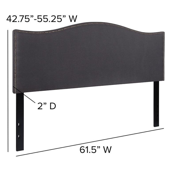 Flash Furniture Lexington Upholstered Queen Size Headboard with Accent Nail Trim in Dark Gray Fabric - HG-HB1707-Q-DG-GG