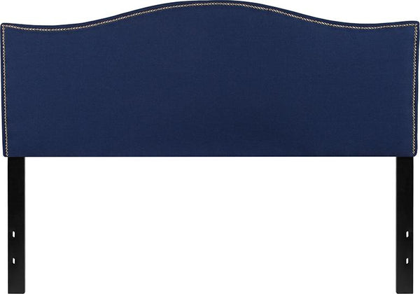 Flash Furniture Lexington Upholstered Queen Size Headboard with Accent Nail Trim in Navy Fabric - HG-HB1707-Q-N-GG