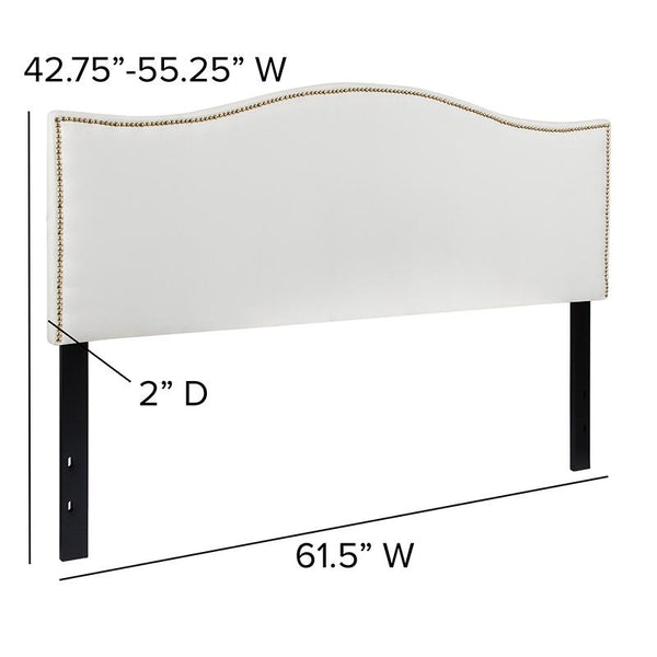 Flash Furniture Lexington Upholstered Queen Size Headboard with Accent Nail Trim in White Fabric - HG-HB1707-Q-W-GG