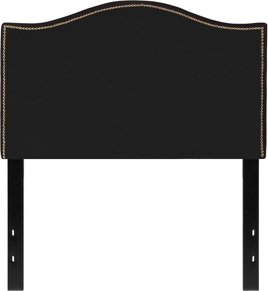 Flash Furniture Lexington Upholstered Twin Size Headboard with Accent Nail Trim in Black Fabric - HG-HB1707-T-BK-GG