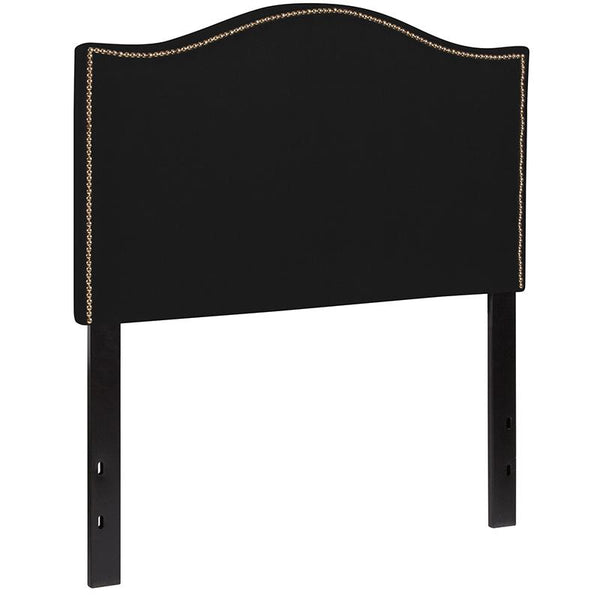 Flash Furniture Lexington Upholstered Twin Size Headboard with Accent Nail Trim in Black Fabric - HG-HB1707-T-BK-GG