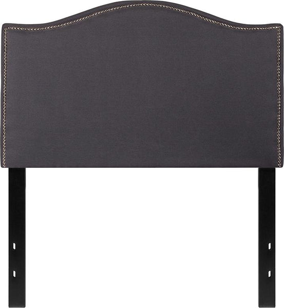 Flash Furniture Lexington Upholstered Twin Size Headboard with Accent Nail Trim in Dark Gray Fabric - HG-HB1707-T-DG-GG