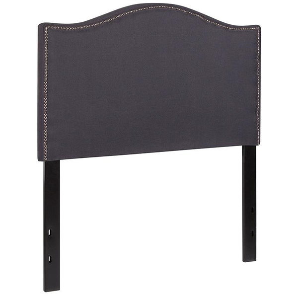 Flash Furniture Lexington Upholstered Twin Size Headboard with Accent Nail Trim in Dark Gray Fabric - HG-HB1707-T-DG-GG