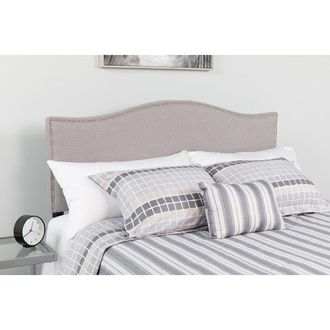 Flash Furniture Lexington Upholstered Twin Size Headboard with Accent Nail Trim in Light Gray Fabric - HG-HB1707-T-LG-GG