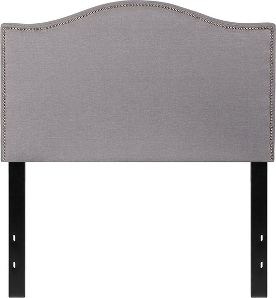 Flash Furniture Lexington Upholstered Twin Size Headboard with Accent Nail Trim in Light Gray Fabric - HG-HB1707-T-LG-GG