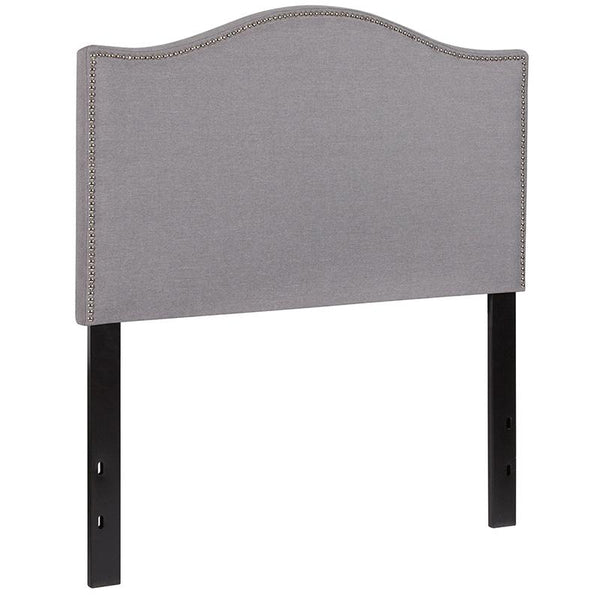 Flash Furniture Lexington Upholstered Twin Size Headboard with Accent Nail Trim in Light Gray Fabric - HG-HB1707-T-LG-GG