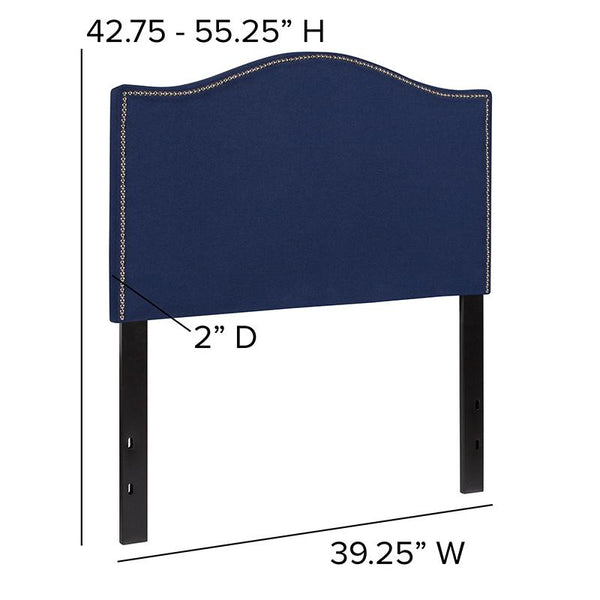 Flash Furniture Lexington Upholstered Twin Size Headboard with Accent Nail Trim in Navy Fabric - HG-HB1707-T-N-GG