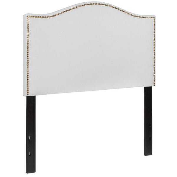 Flash Furniture Lexington Upholstered Twin Size Headboard with Accent Nail Trim in White Fabric - HG-HB1707-T-W-GG