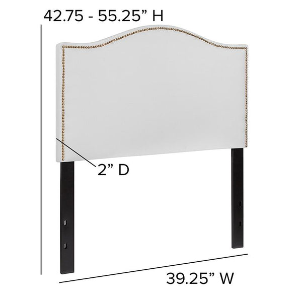 Flash Furniture Lexington Upholstered Twin Size Headboard with Accent Nail Trim in White Fabric - HG-HB1707-T-W-GG