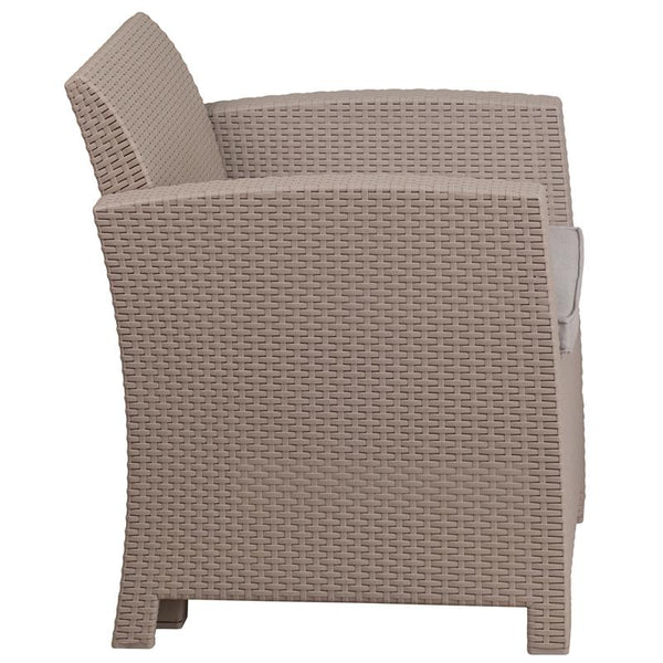 Flash Furniture Light Gray Faux Rattan Chair with All-Weather Light Gray Cushion - DAD-SF2-1-GG