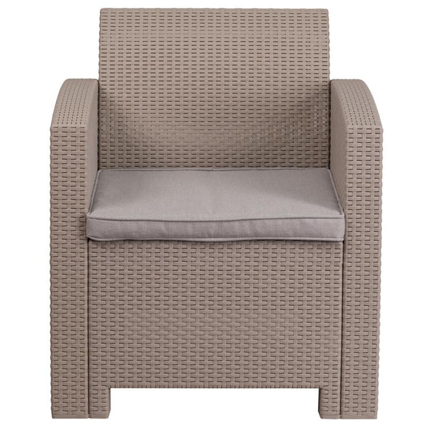 Flash Furniture Light Gray Faux Rattan Chair with All-Weather Light Gray Cushion - DAD-SF2-1-GG