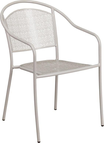 Flash Furniture Light Gray Indoor-Outdoor Steel Patio Arm Chair with Round Back - CO-3-SIL-GG