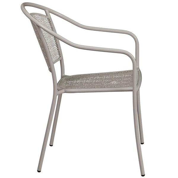 Flash Furniture Light Gray Indoor-Outdoor Steel Patio Arm Chair with Round Back - CO-3-SIL-GG