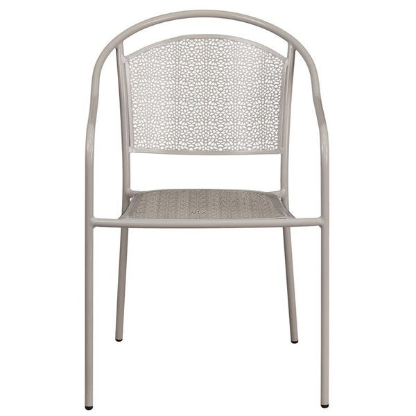 Flash Furniture Light Gray Indoor-Outdoor Steel Patio Arm Chair with Round Back - CO-3-SIL-GG