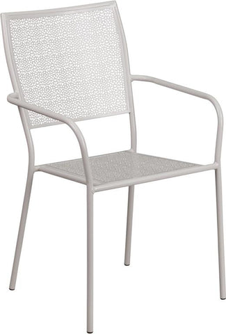 Flash Furniture Light Gray Indoor-Outdoor Steel Patio Arm Chair with Square Back - CO-2-SIL-GG