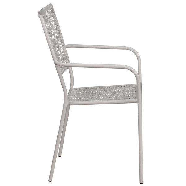 Flash Furniture Light Gray Indoor-Outdoor Steel Patio Arm Chair with Square Back - CO-2-SIL-GG