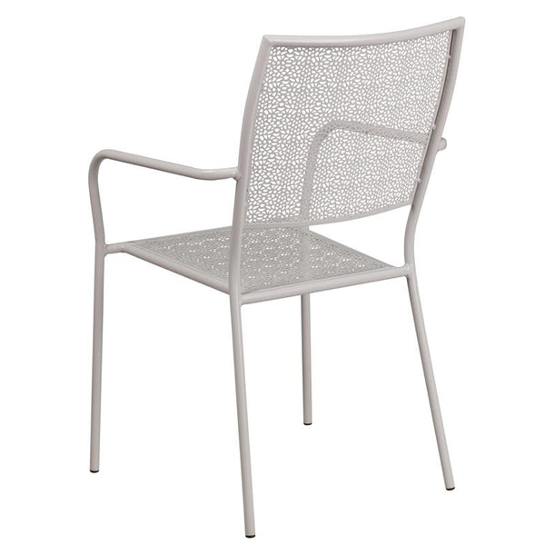 Flash Furniture Light Gray Indoor-Outdoor Steel Patio Arm Chair with Square Back - CO-2-SIL-GG