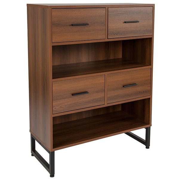 Flash Furniture Lincoln Collection Bookshelf in Rustic Wood Grain Finish - NAN-JN-21743BF-GG