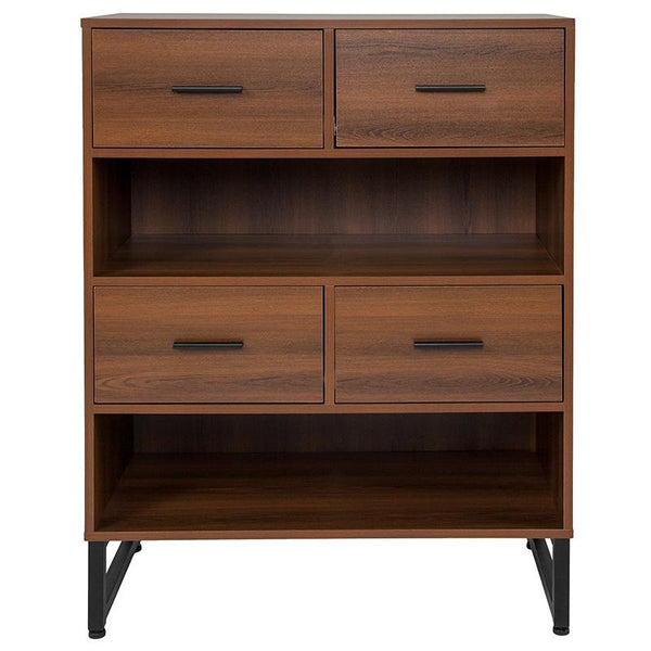 Flash Furniture Lincoln Collection Bookshelf in Rustic Wood Grain Finish - NAN-JN-21743BF-GG