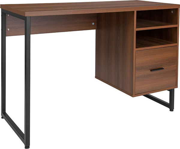 Flash Furniture Lincoln Collection Computer Desk in Rustic Wood Grain Finish - NAN-JN-21743D-GG