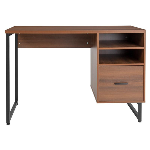 Flash Furniture Lincoln Collection Computer Desk in Rustic Wood Grain Finish - NAN-JN-21743D-GG