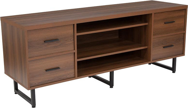 Flash Furniture Lincoln Collection TV Stand in Rustic Wood Grain Finish - NAN-JN-21743TR-GG