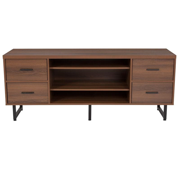 Flash Furniture Lincoln Collection TV Stand in Rustic Wood Grain Finish - NAN-JN-21743TR-GG