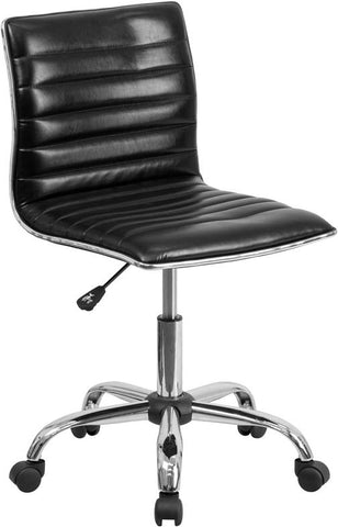 Flash Furniture Low Back Designer Armless Black Ribbed Swivel Task Chair - DS-512B-BK-GG