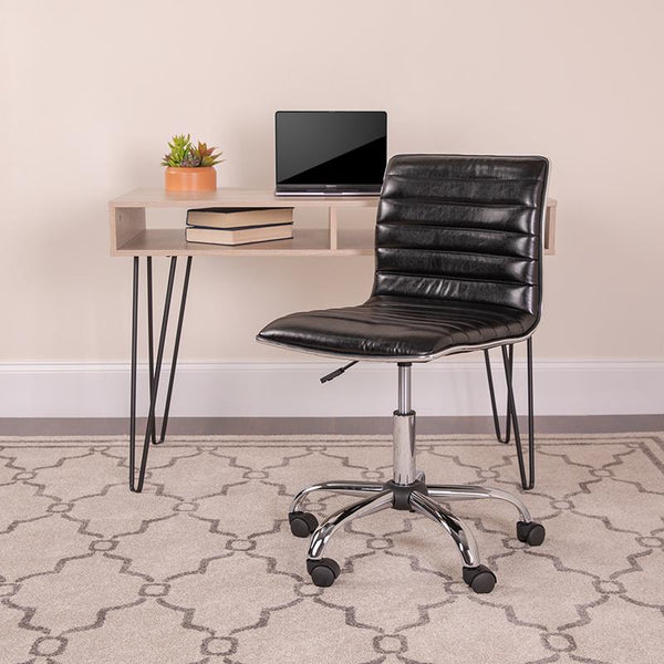 Flash Furniture Low Back Designer Armless Black Ribbed Swivel Task Chair - DS-512B-BK-GG
