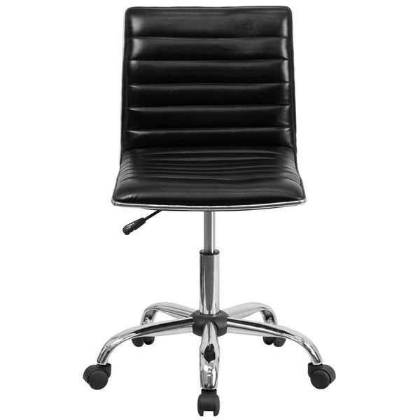 Flash Furniture Low Back Designer Armless Black Ribbed Swivel Task Chair - DS-512B-BK-GG