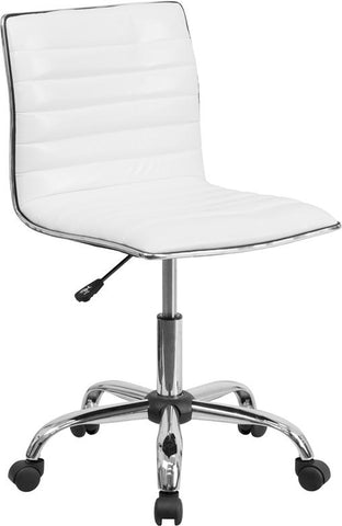 Flash Furniture Low Back Designer Armless White Ribbed Swivel Task Chair - DS-512B-WH-GG