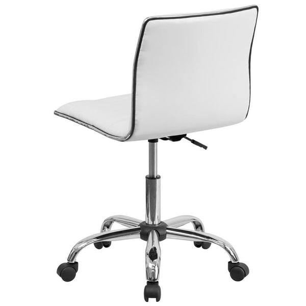 Flash Furniture Low Back Designer Armless White Ribbed Swivel Task Chair - DS-512B-WH-GG