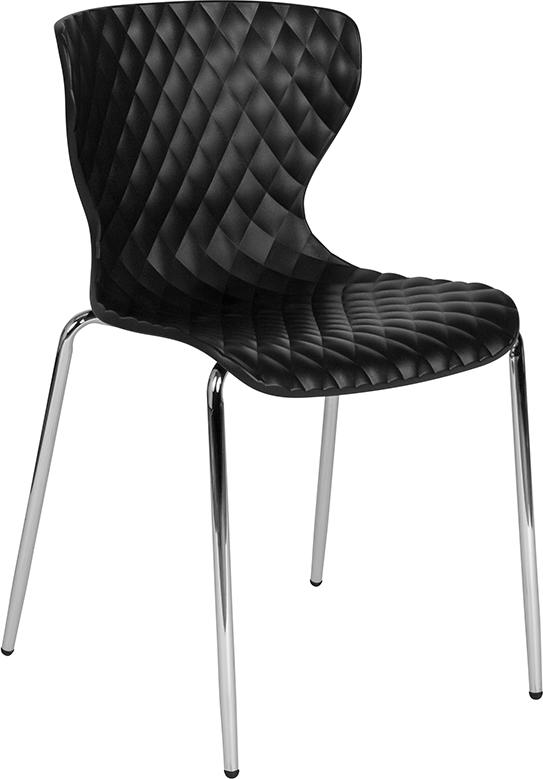 Flash Furniture Lowell Contemporary Design Black Plastic Stack Chair - LF-7-07C-BLK-GG