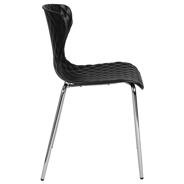 Flash Furniture Lowell Contemporary Design Black Plastic Stack Chair - LF-7-07C-BLK-GG