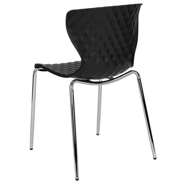 Flash Furniture Lowell Contemporary Design Black Plastic Stack Chair - LF-7-07C-BLK-GG