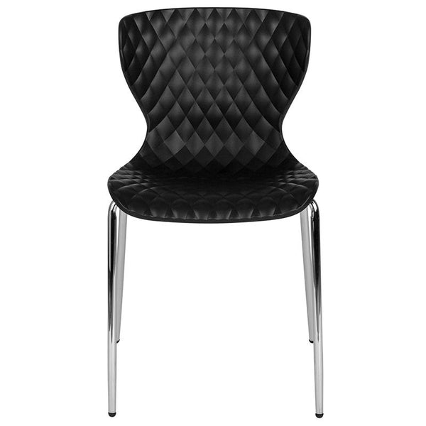 Flash Furniture Lowell Contemporary Design Black Plastic Stack Chair - LF-7-07C-BLK-GG