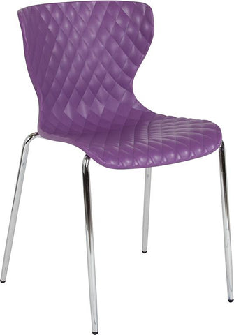 Flash Furniture Lowell Contemporary Design Purple Plastic Stack Chair - LF-7-07C-PUR-GG