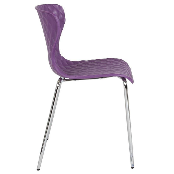 Flash Furniture Lowell Contemporary Design Purple Plastic Stack Chair - LF-7-07C-PUR-GG